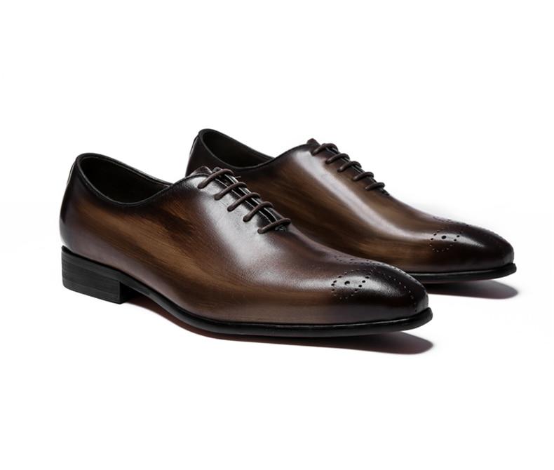 Leather Oxford Brogues Men’s Formal Lace-Up Shoes for Office and Wedding