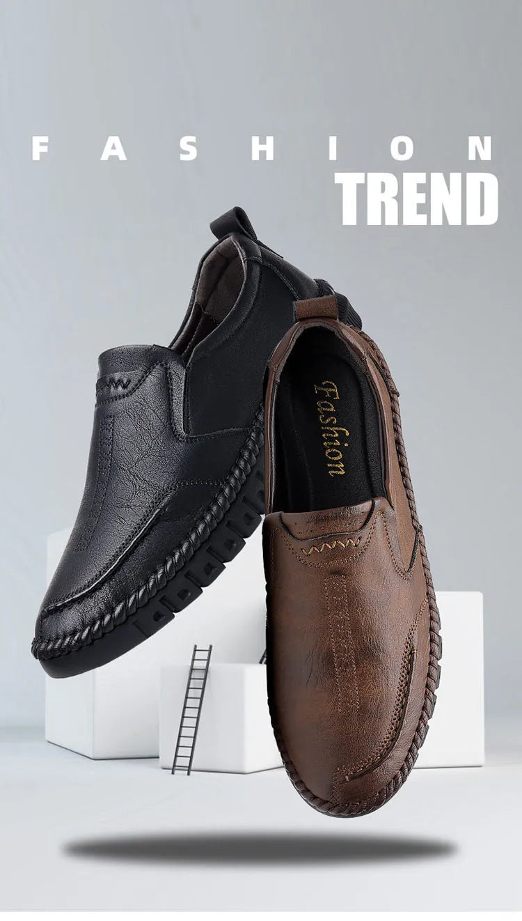 Leather Shoes With Soft Sole Anti Slip Footwear Loafers Slip on Moccasins