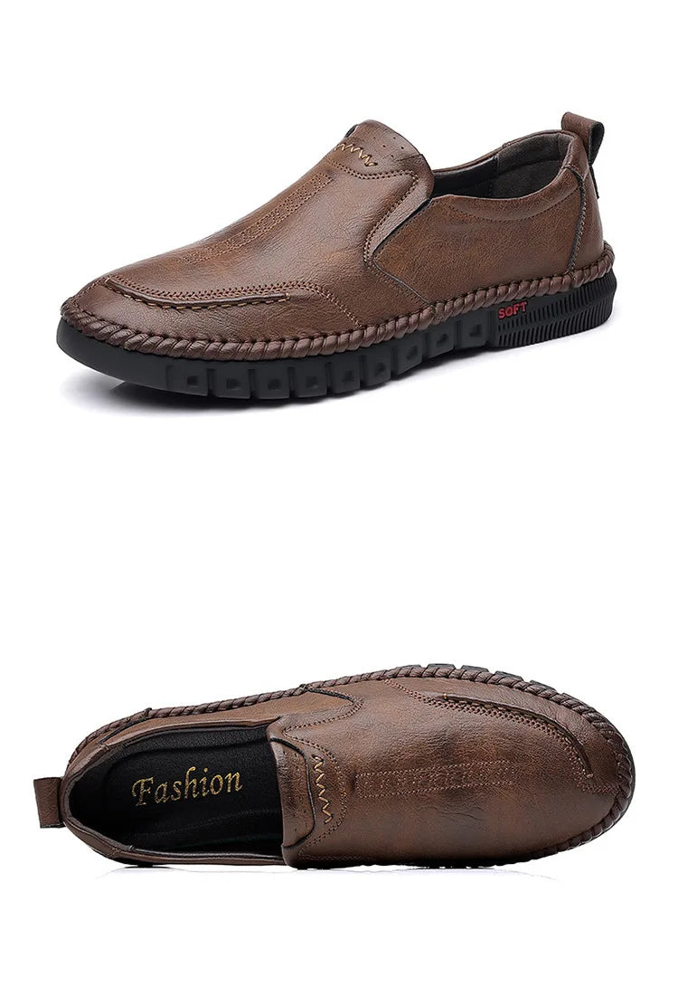 Leather Shoes With Soft Sole Anti Slip Footwear Loafers Slip on Moccasins