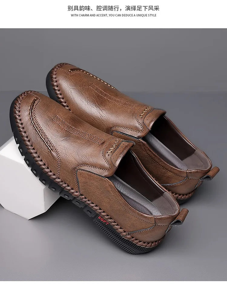 Leather Shoes With Soft Sole Anti Slip Footwear Loafers Slip on Moccasins