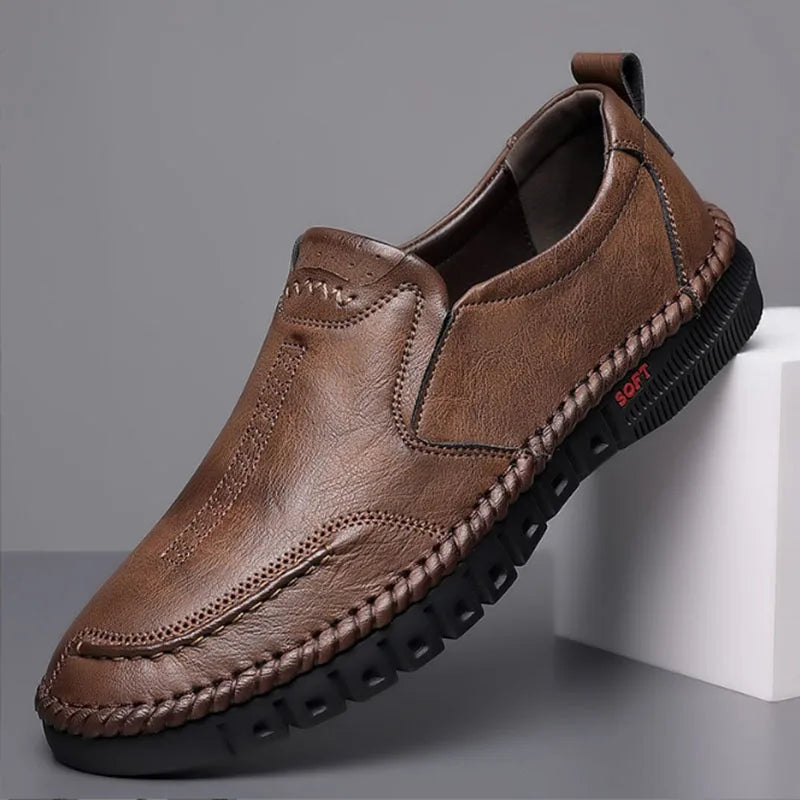 Leather Shoes With Soft Sole Anti Slip Footwear Loafers Slip on Moccasins