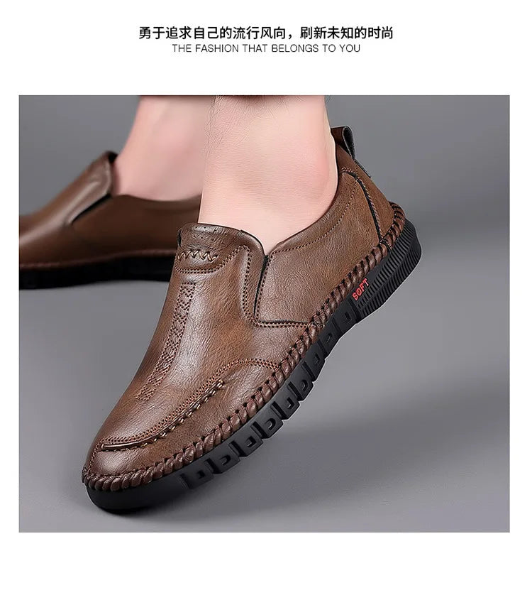 Leather Shoes With Soft Sole Anti Slip Footwear Loafers Slip on Moccasins