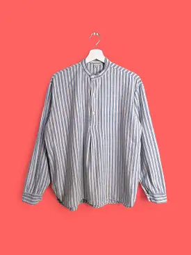 Linen Striped Oversized Tunic Blouse