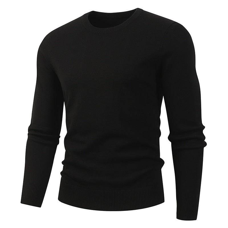 Men's Casual O Neck black Thick Cotton Winter Jersey Pullover Sweatshirt