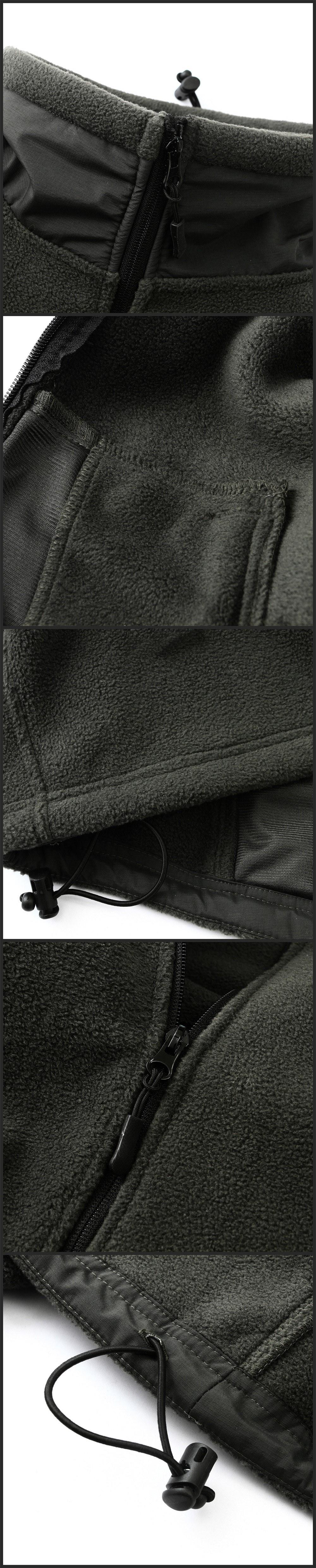 Men's Fleece Warm Military Coats Outerwear with Multi Pockets