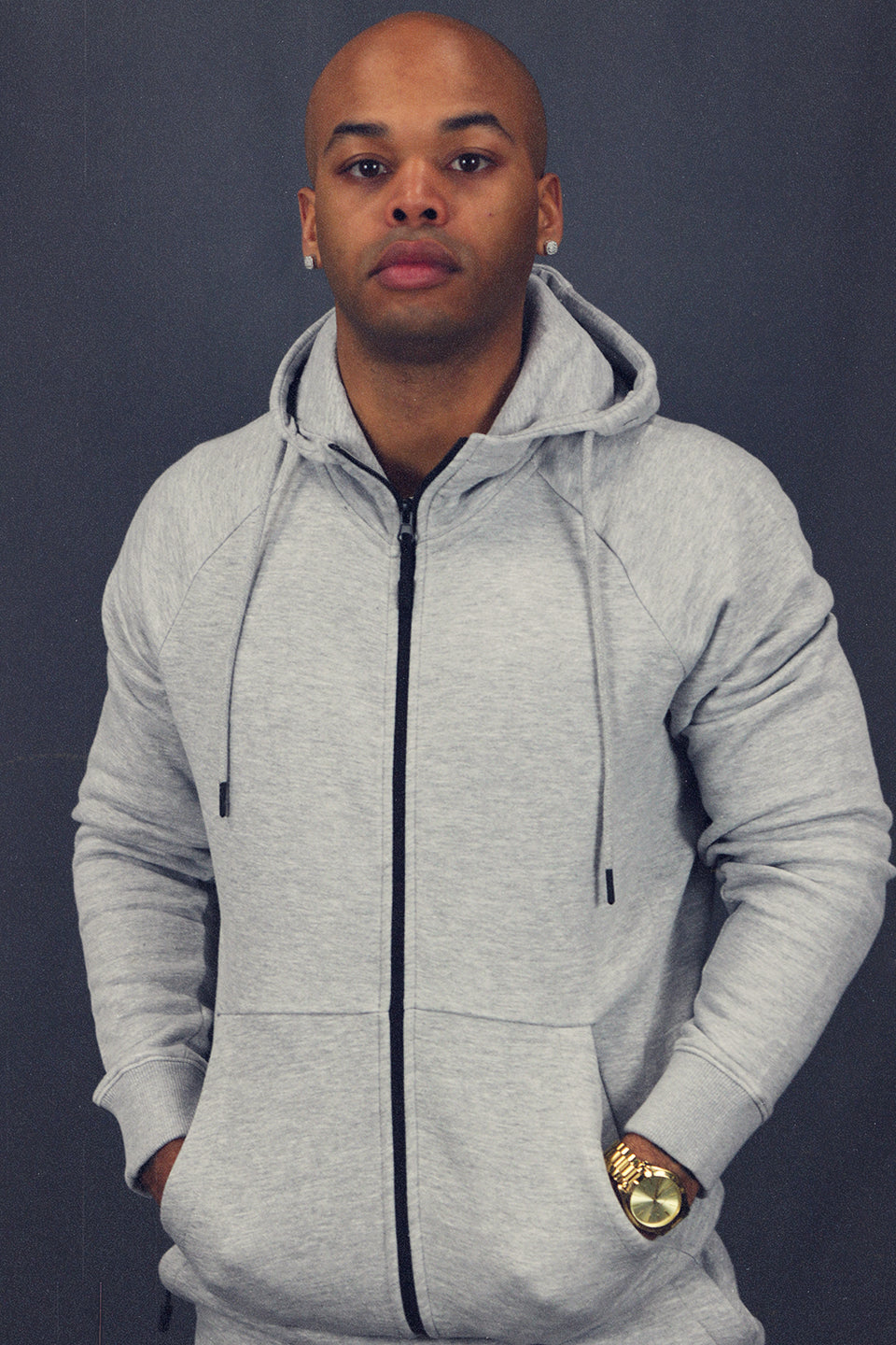 Men's Heather Grey Fleece Zip Up Hoodie Sweatshirt Jogger Top To Match Sneakers