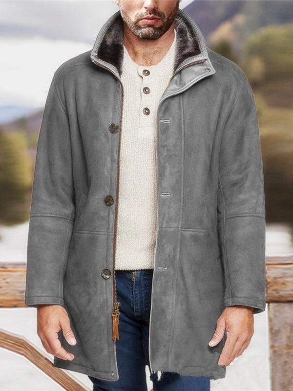 Mid-Length Loose Zipper Men Winter Coat