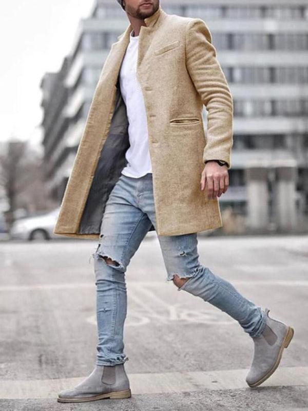 Mid-Length Men Winter Woolen Coat