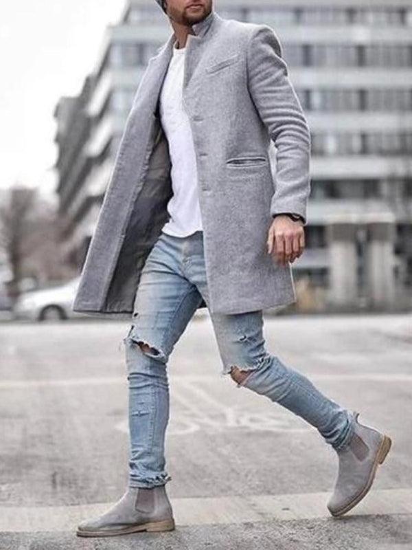 Mid-Length Men Winter Woolen Coat