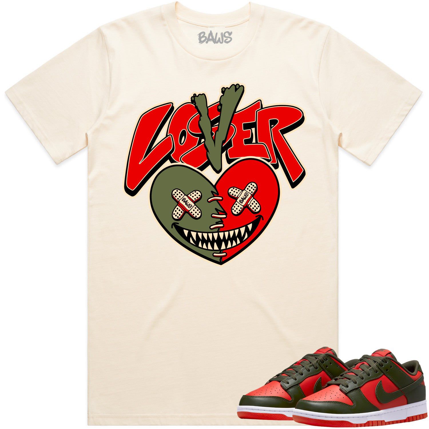 Mystic Red Dunks Shirt to Match - OLIVE LOVER LOSER BAWS