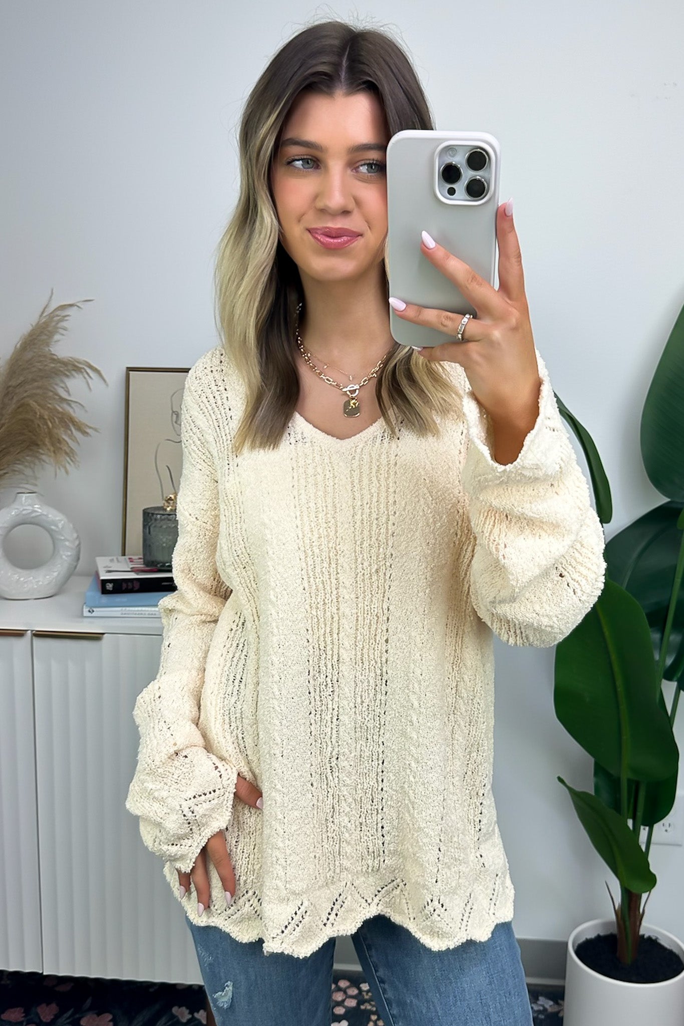 Notable Sensation Crochet Trim Sweater - FINAL SALE