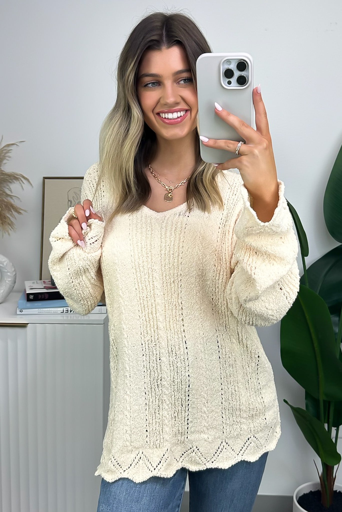 Notable Sensation Crochet Trim Sweater - FINAL SALE