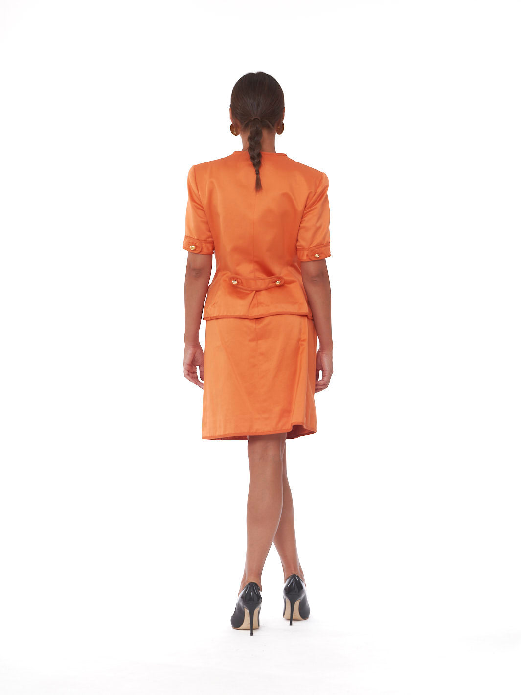 Orange silk jacket and skirt suit Giancarlo Parri