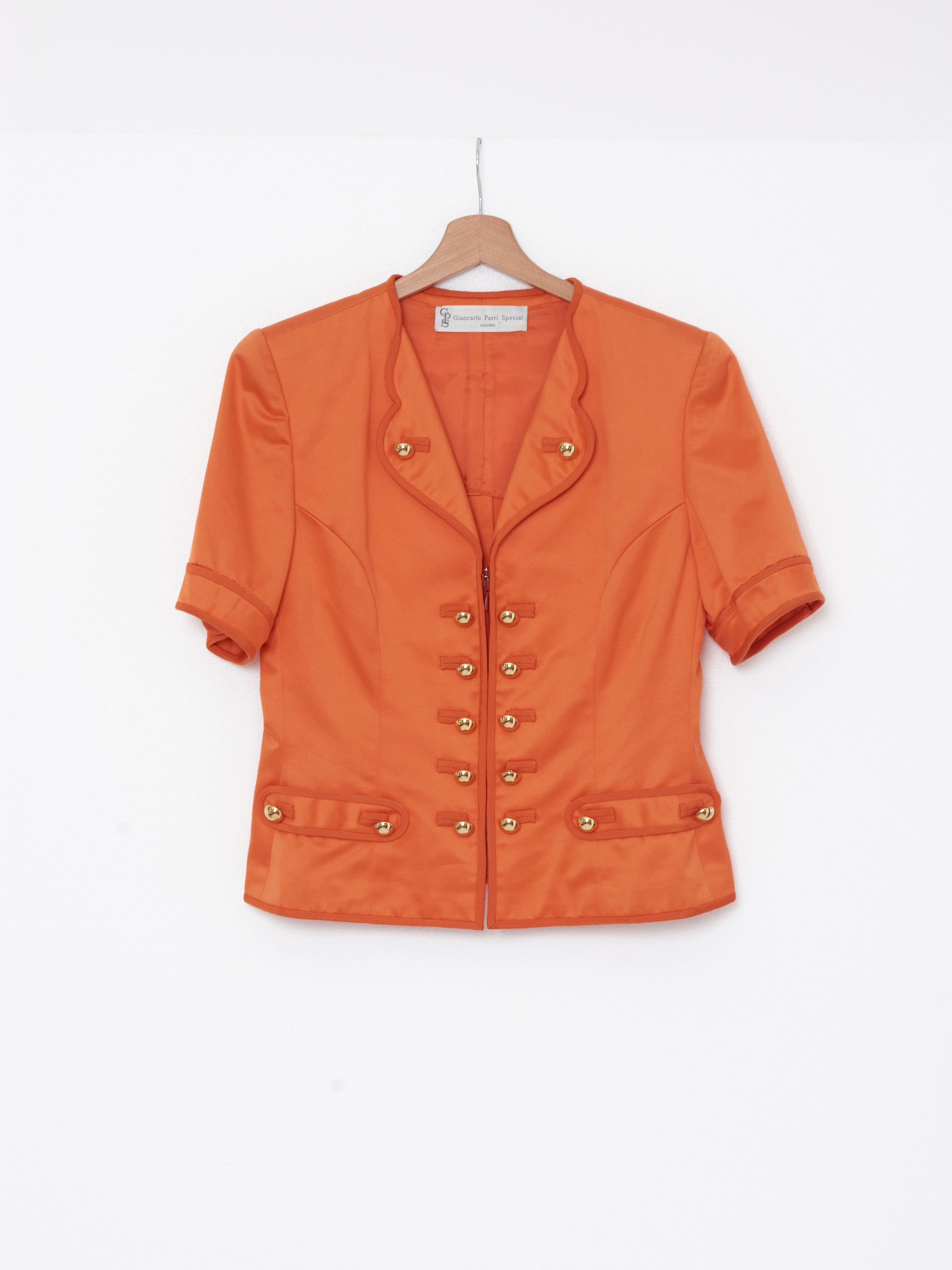 Orange silk jacket and skirt suit Giancarlo Parri