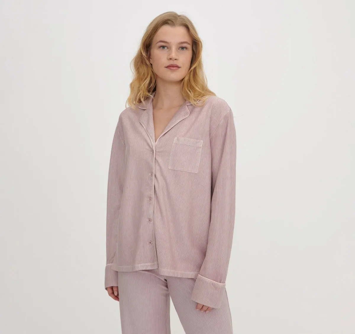 Organic Basics Core Sleep Shirt Pink Stripe