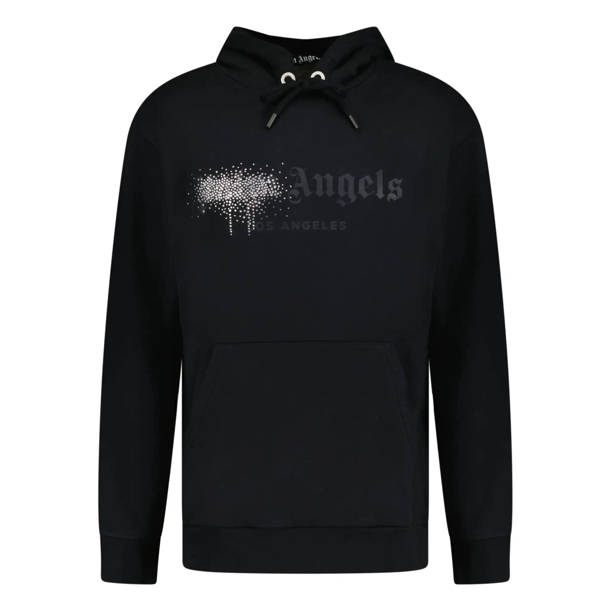 PALM ANGELS RHINESTONE SPRAY HOODIE BLACK