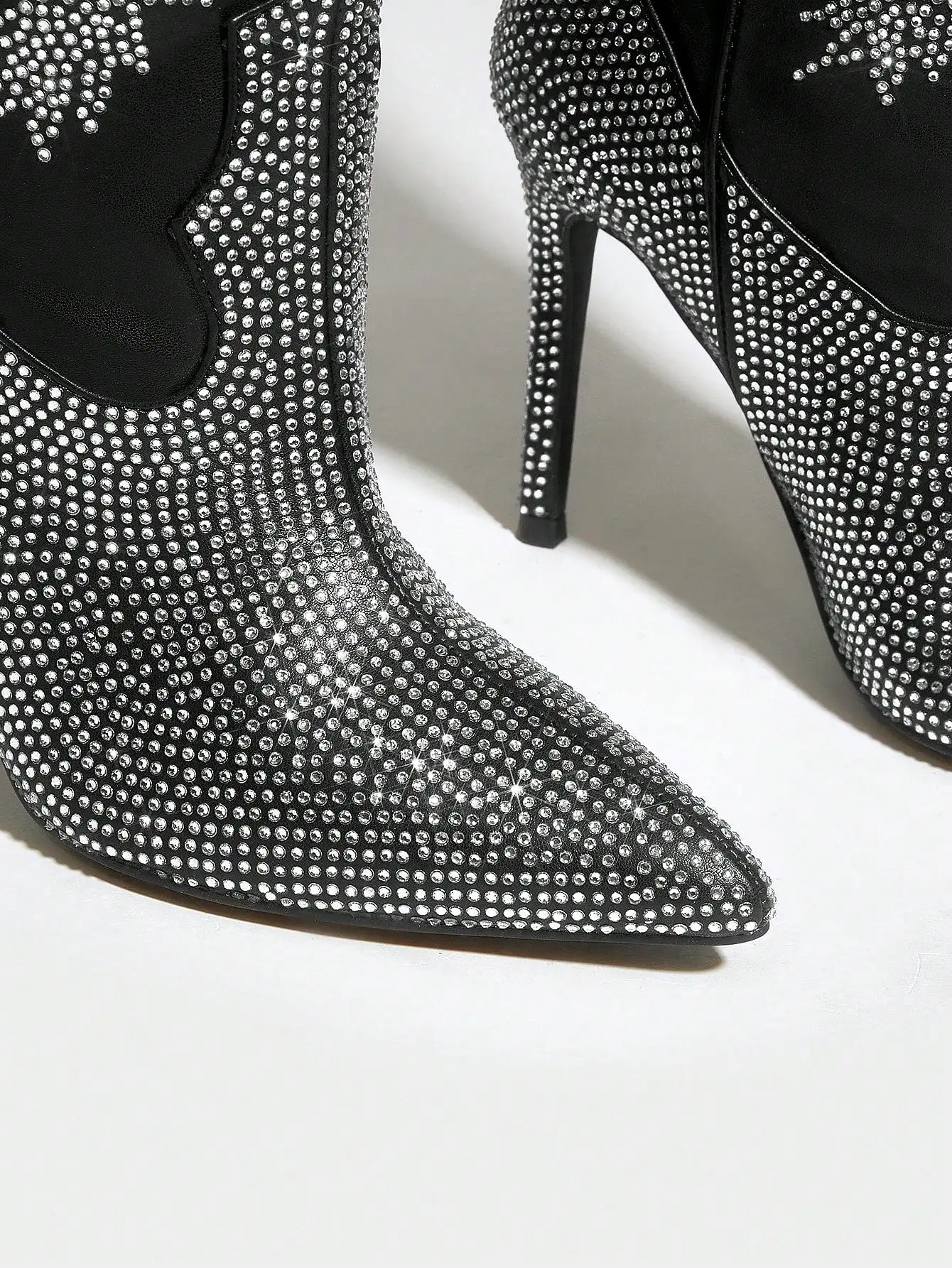 Party Stiletto Heel Pointed Toe Fashion Boots With Rhinestones