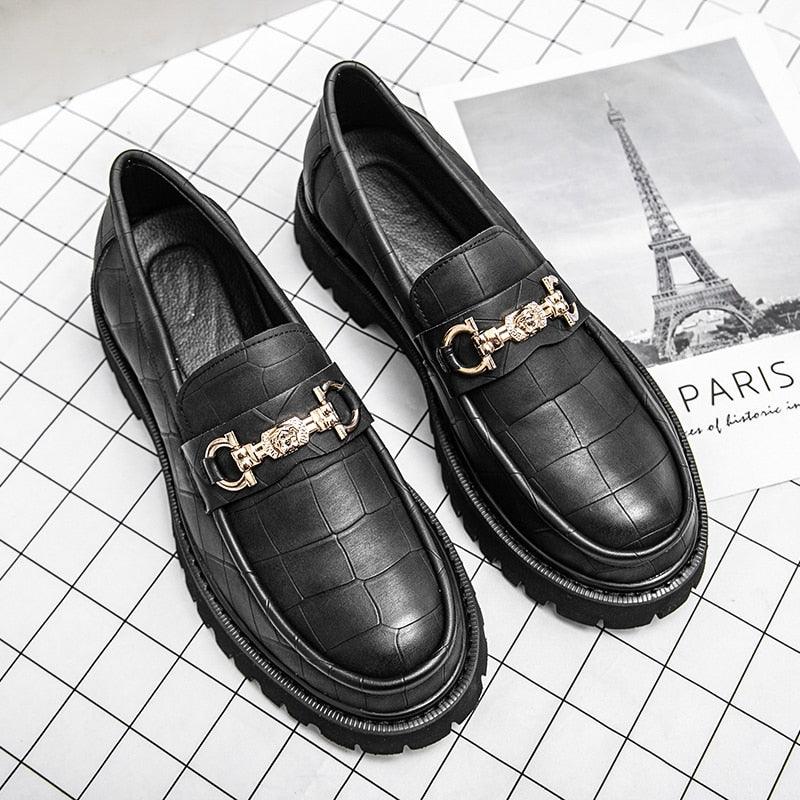 Patent Leather Platform Loafers Mens Slip On Derby Shoes