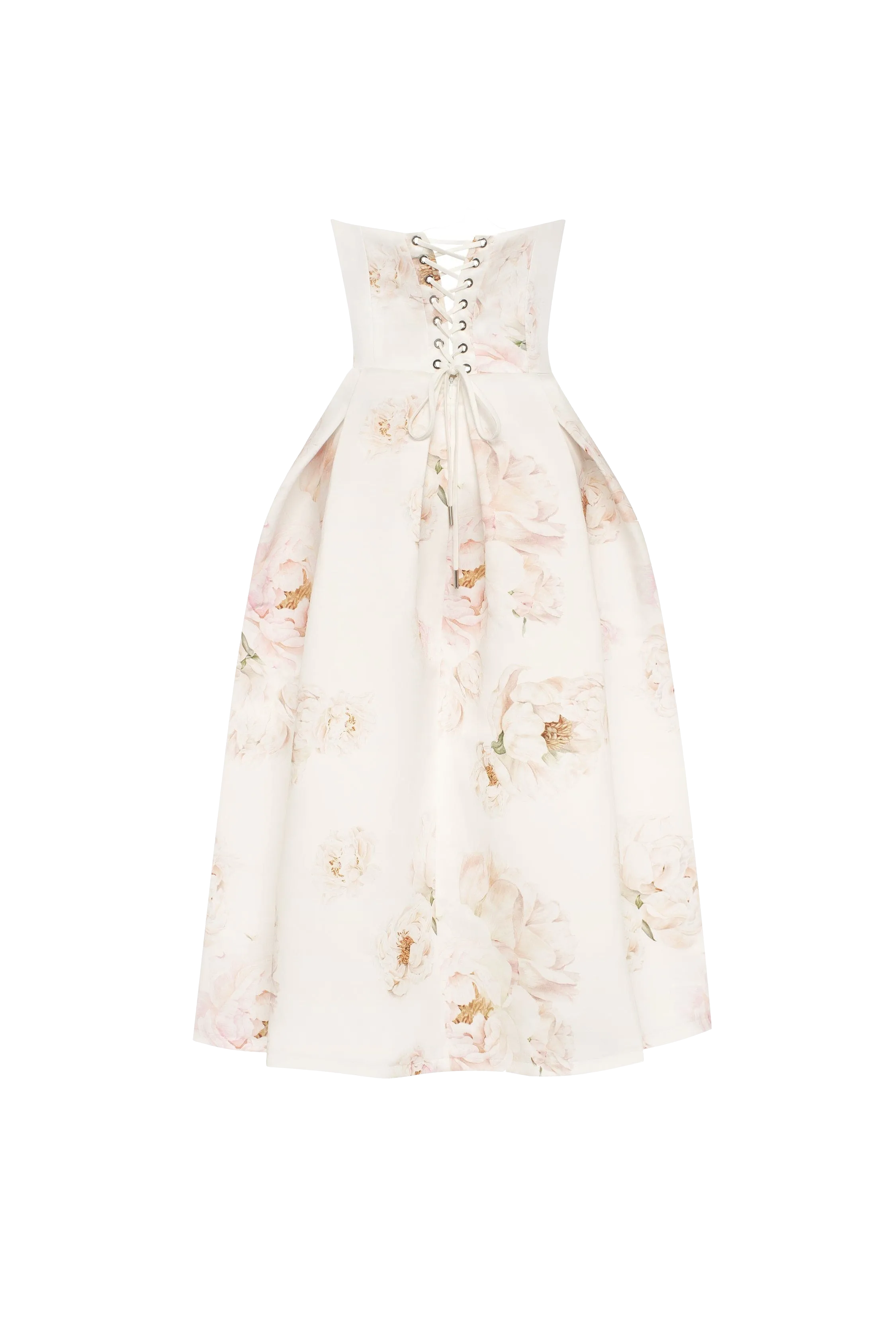 Pink peony corset midi dress, Garden of Eden