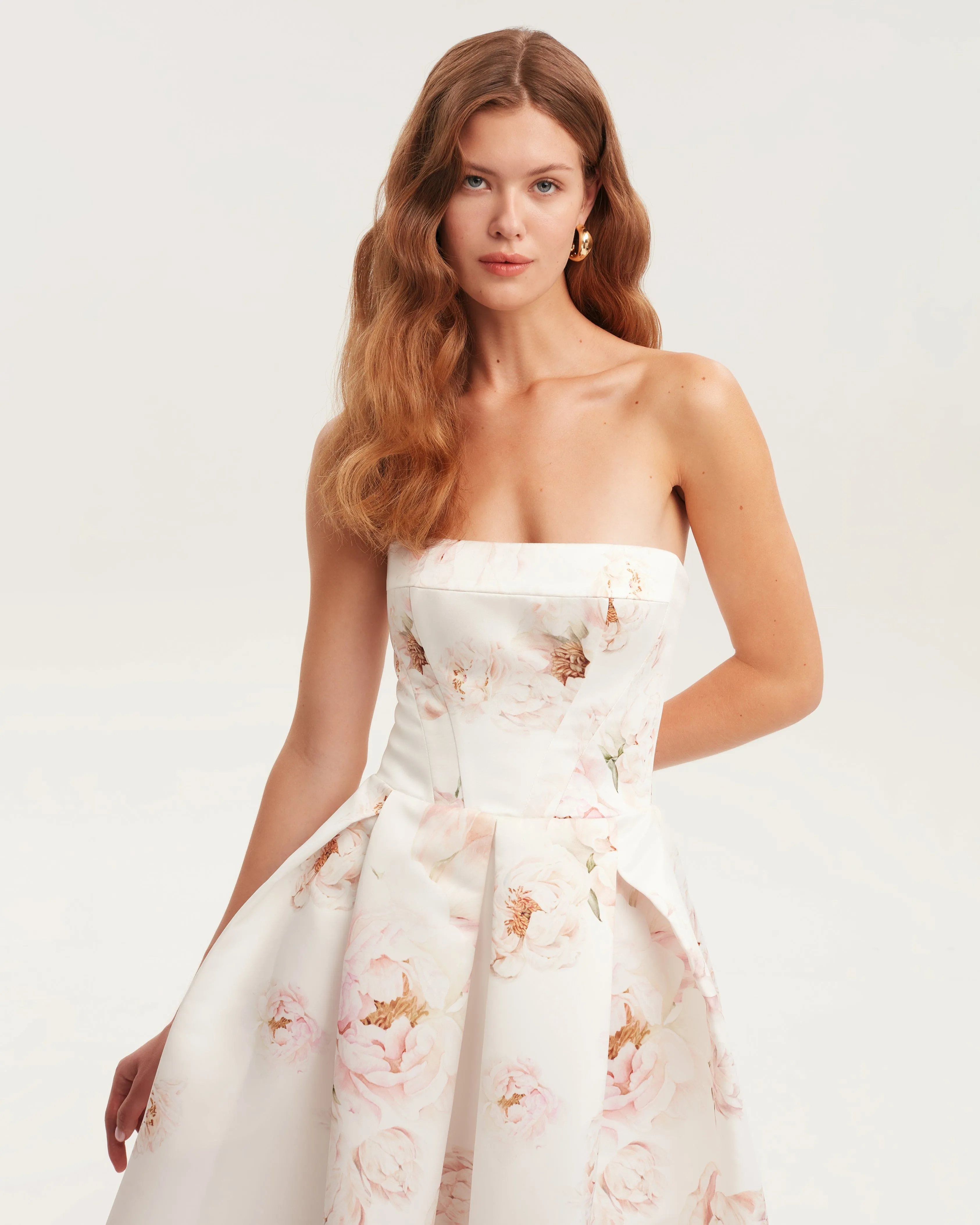 Pink peony corset midi dress, Garden of Eden