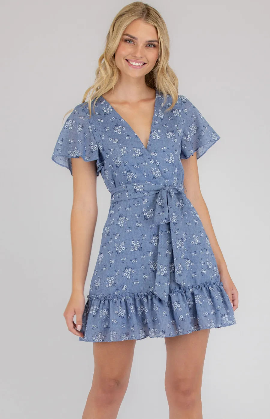 Printed Cotton Dress with Ruffle Hem Detail (SDR752B)