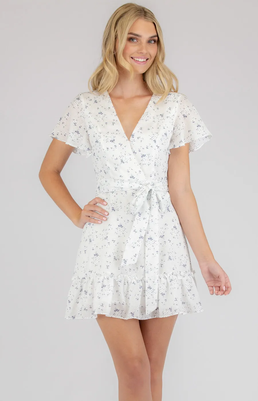 Printed Cotton Dress with Ruffle Hem Detail (SDR752B)