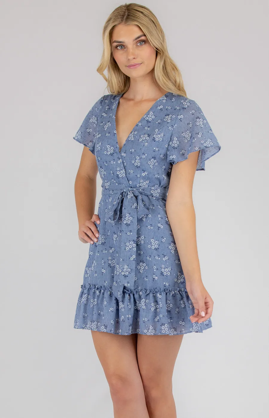 Printed Cotton Dress with Ruffle Hem Detail (SDR752B)