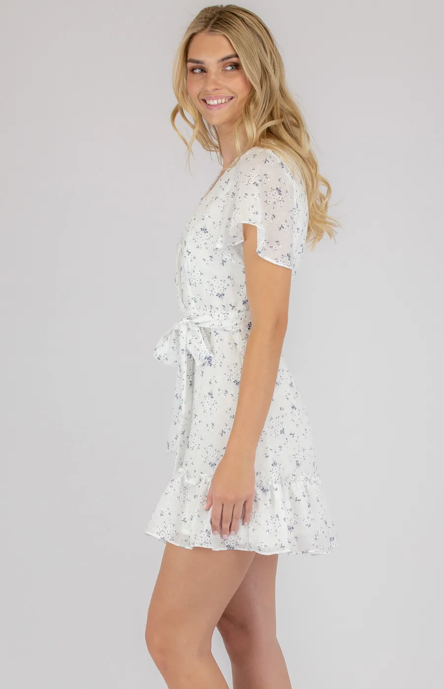 Printed Cotton Dress with Ruffle Hem Detail (SDR752B)