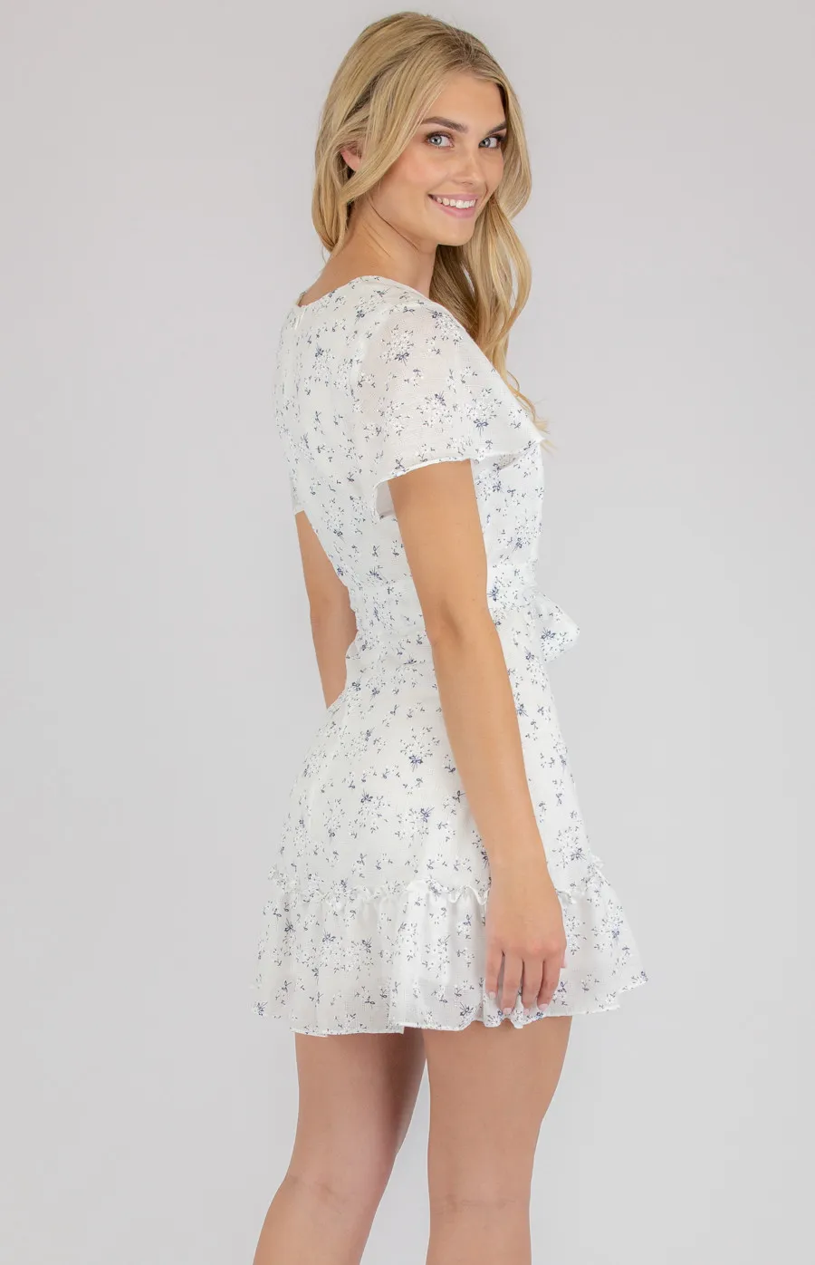 Printed Cotton Dress with Ruffle Hem Detail (SDR752B)