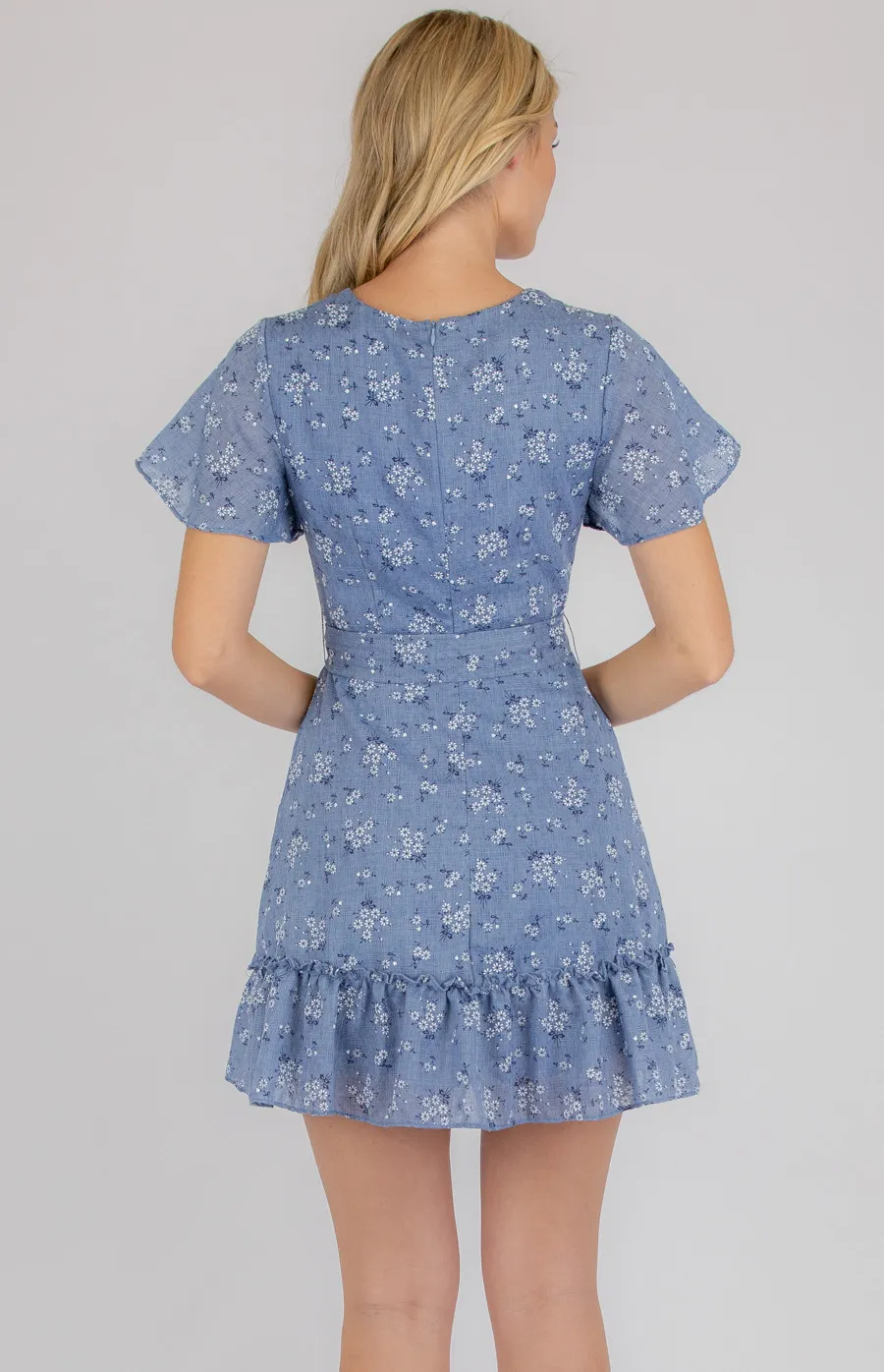 Printed Cotton Dress with Ruffle Hem Detail (SDR752B)