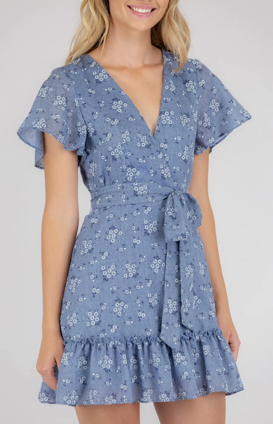 Printed Cotton Dress with Ruffle Hem Detail (SDR752B)