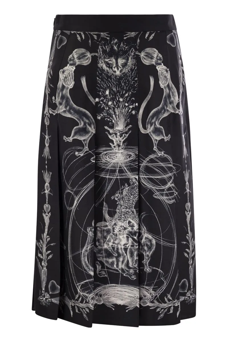 PRINTED SILK TWILL SKIRT