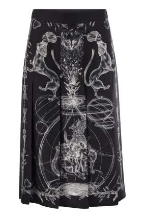 PRINTED SILK TWILL SKIRT