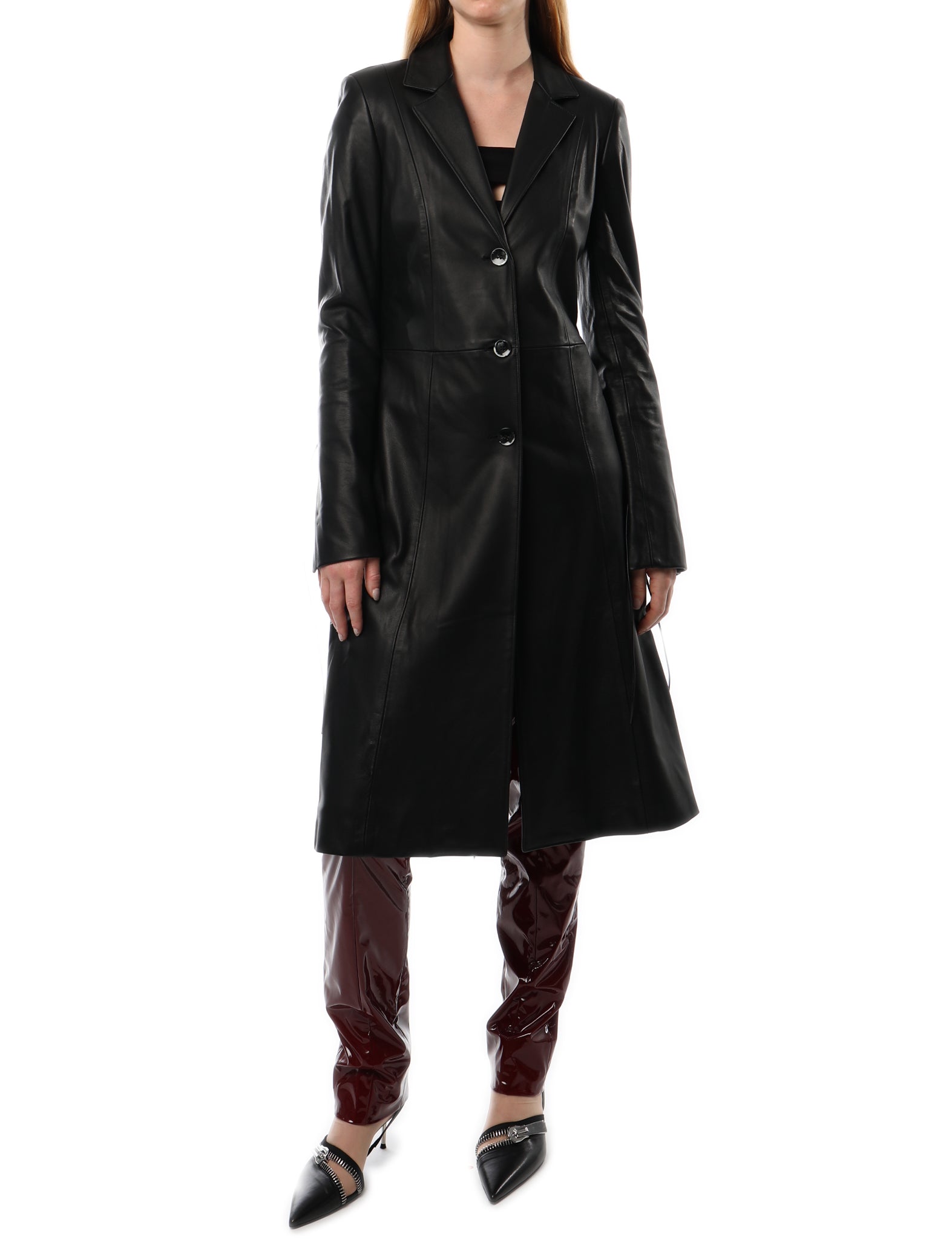 PRISCAVera Leather Laced Trench Coat