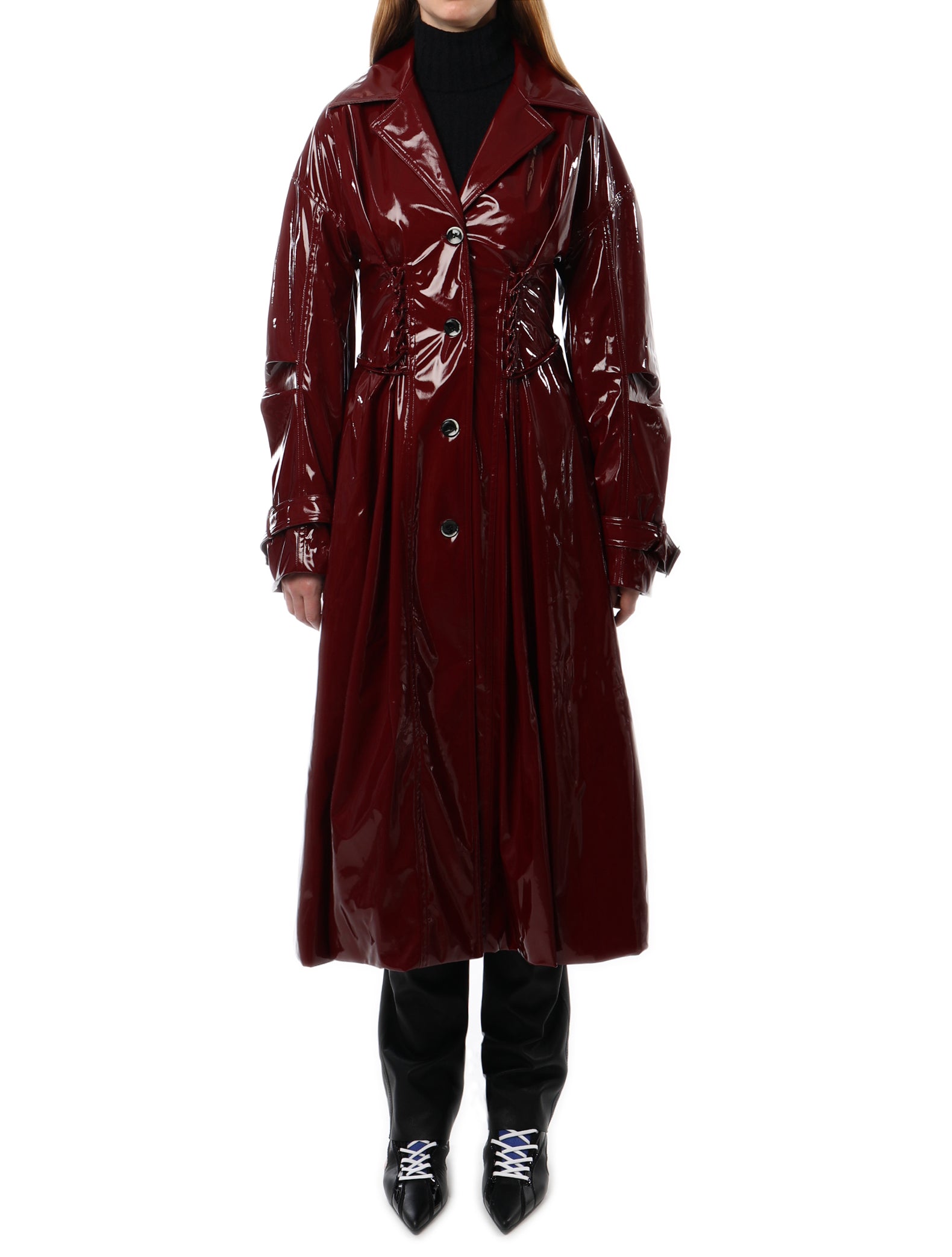 PRISCAVera Vinyl Laced Trench Coat