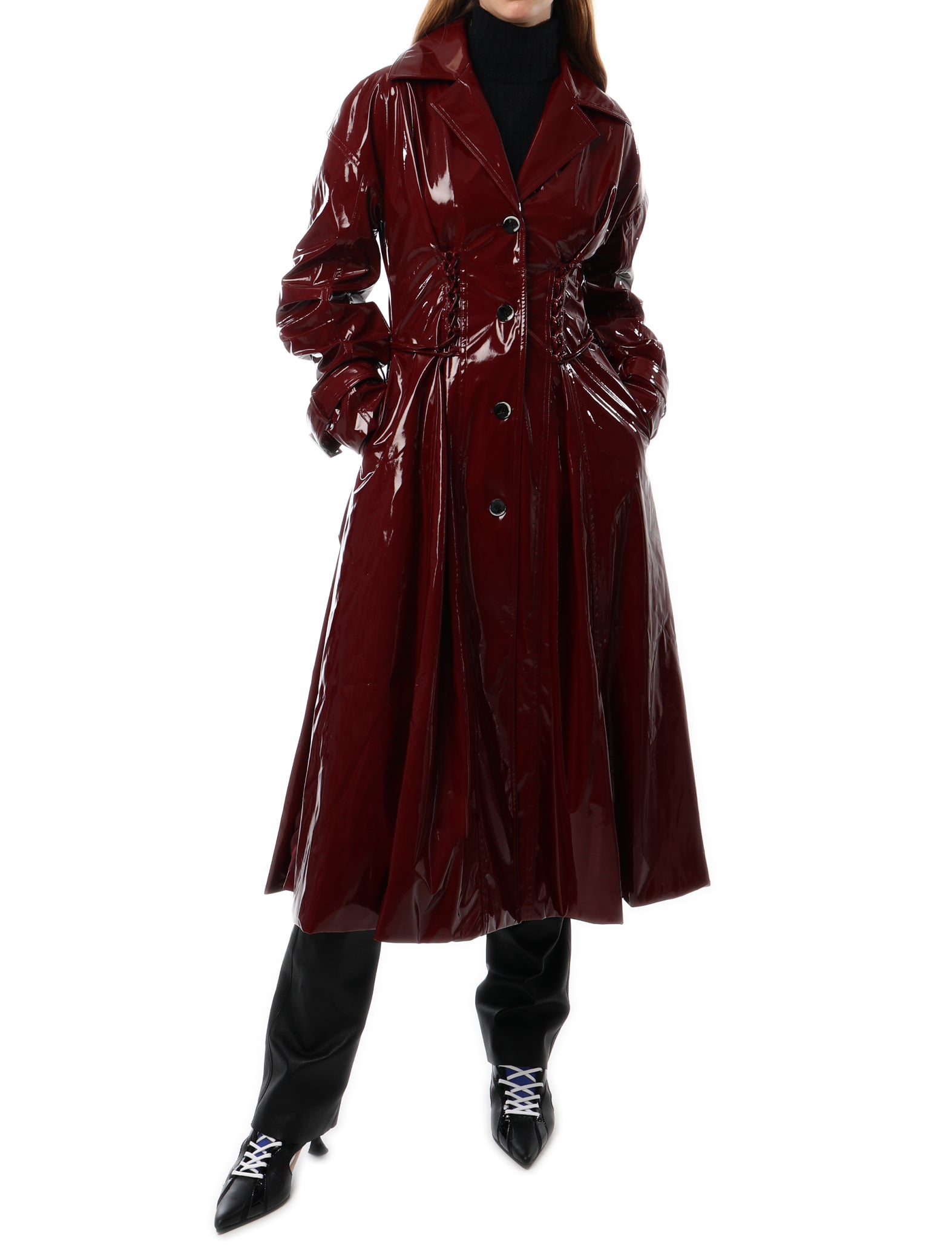 PRISCAVera Vinyl Laced Trench Coat