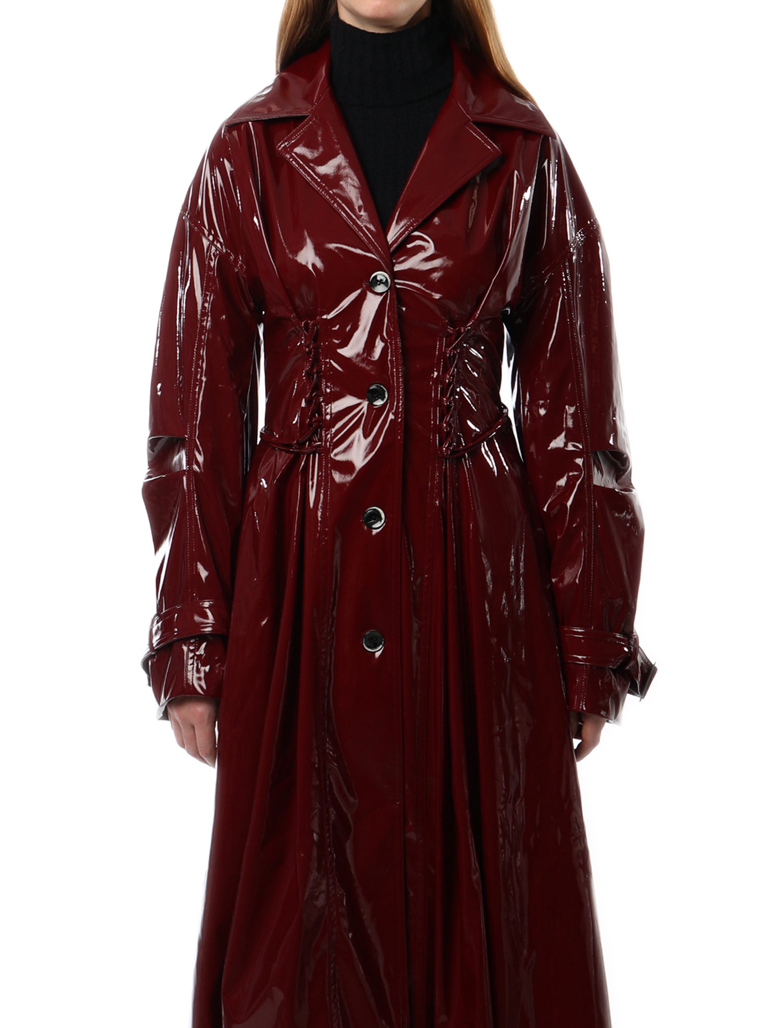 PRISCAVera Vinyl Laced Trench Coat