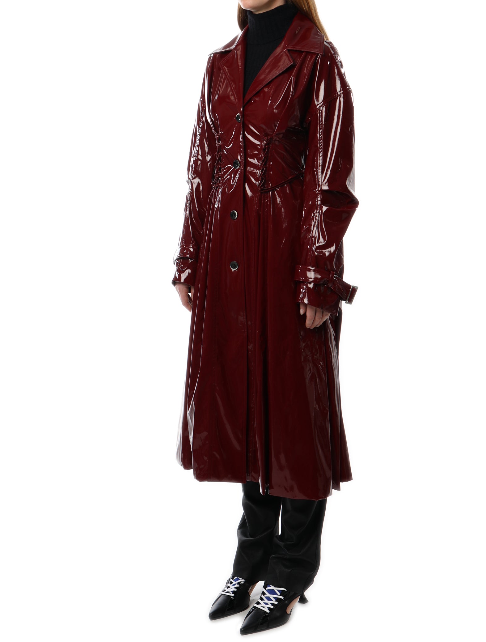 PRISCAVera Vinyl Laced Trench Coat