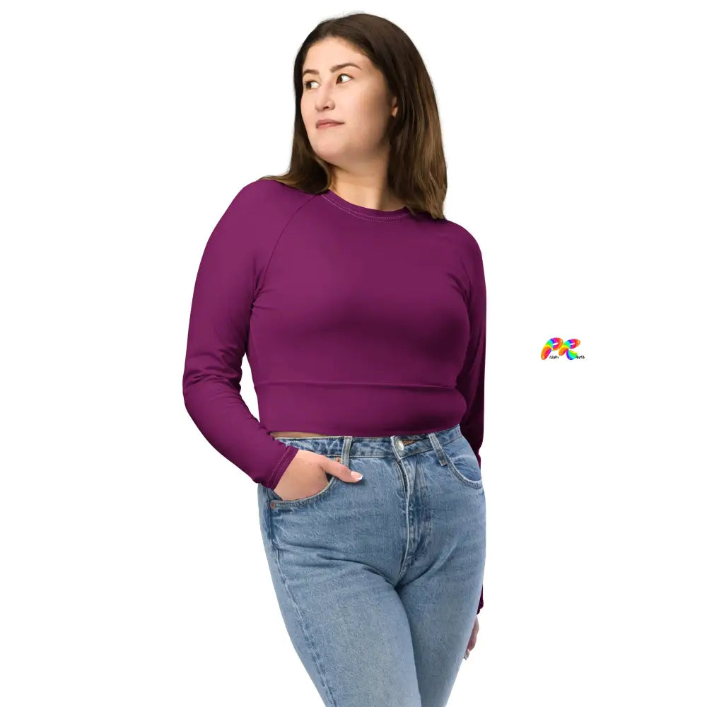 Purple Long Sleeve Crop Top