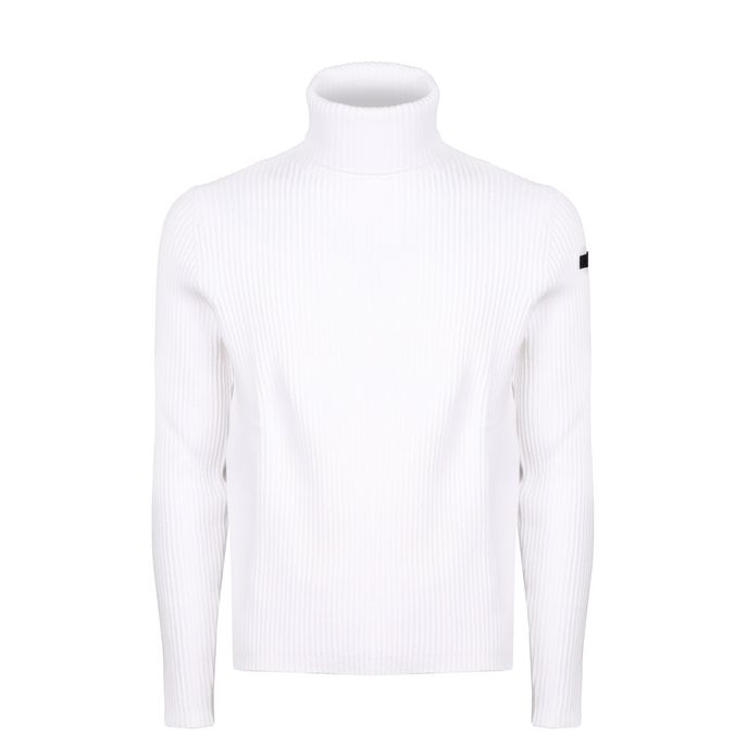 RIBBED TURTLE NECK SWEATER Man White