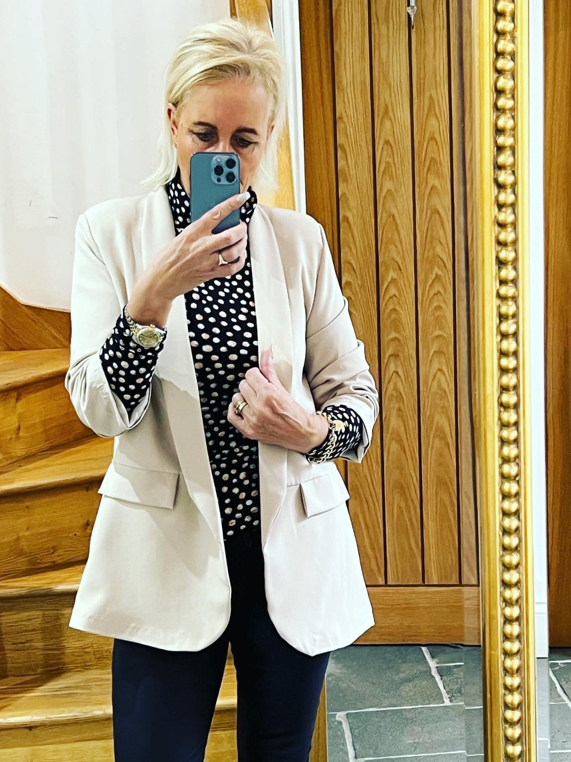 Ruched Sleeve Blazer