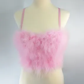 Sexy Outfits Corset Full Feather With Cup Party Short Women Camis In Bra Cropped Crop Top YH8309