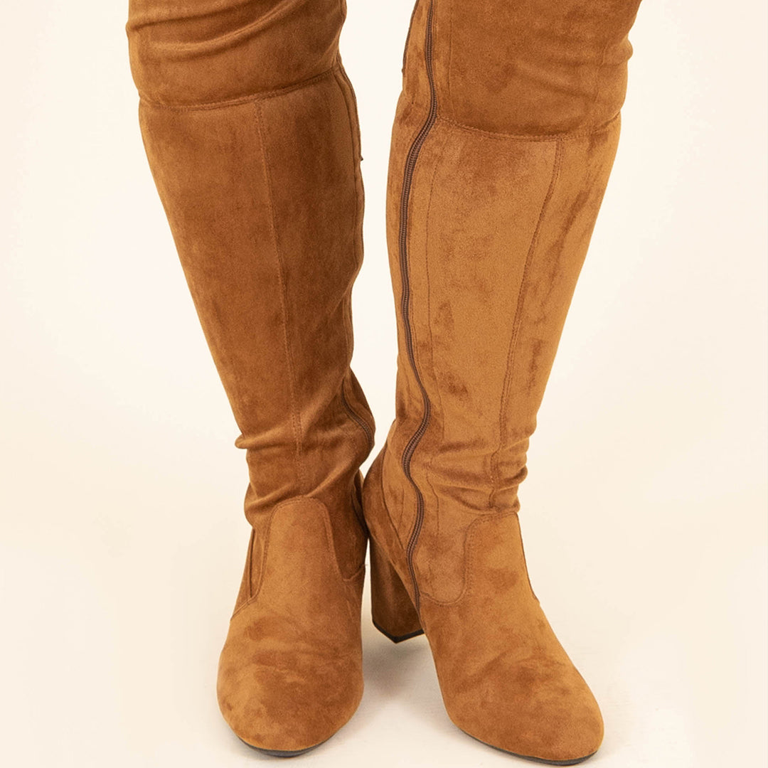 Slaying Suede Boots, New Tan