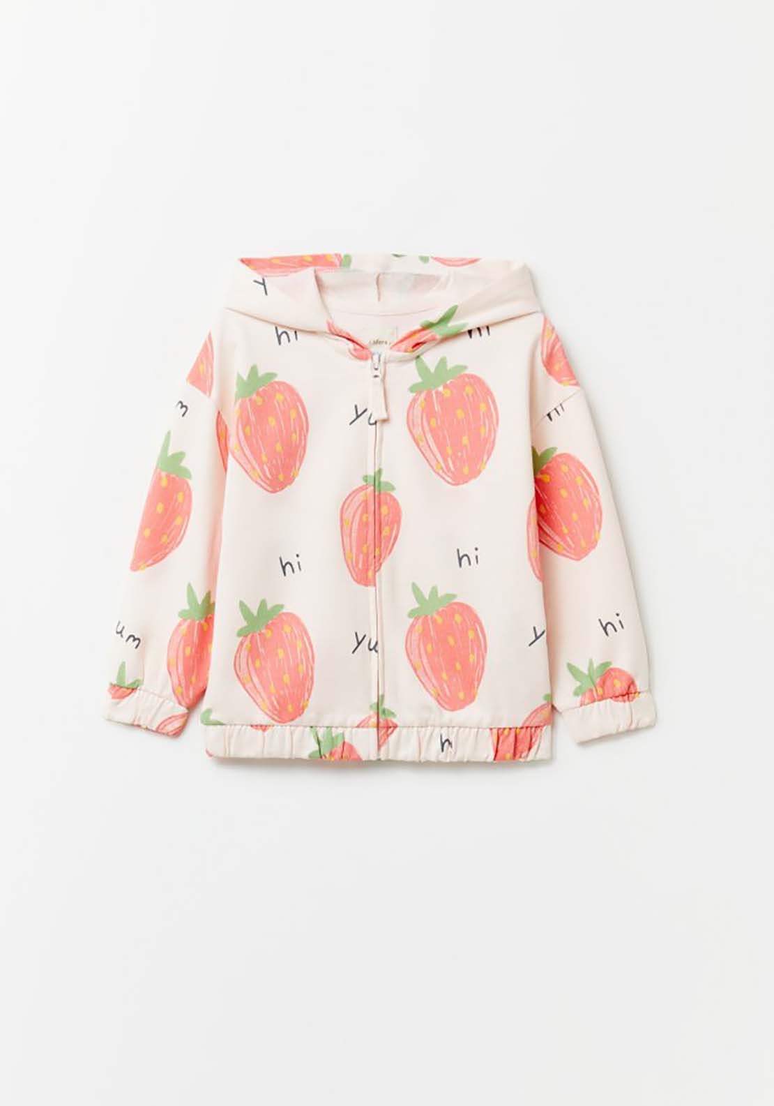 Strawberry Sweatshirt With Zip - Pink