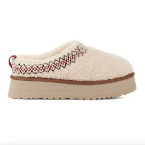 TAZZ BRAIDED SHEEPSKIN PLATFORM SLIPPERS - BEIGE