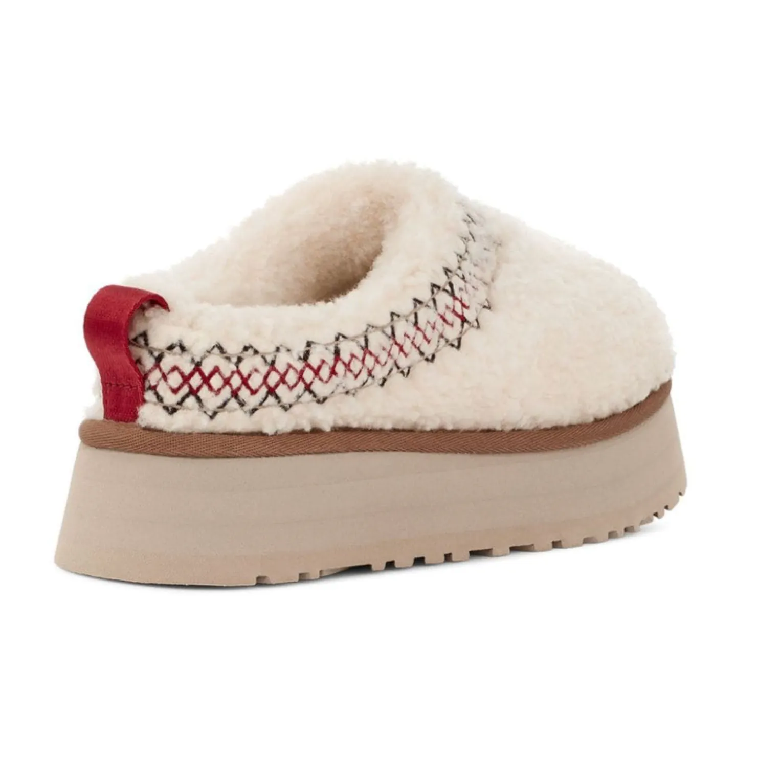 TAZZ BRAIDED SHEEPSKIN PLATFORM SLIPPERS - BEIGE