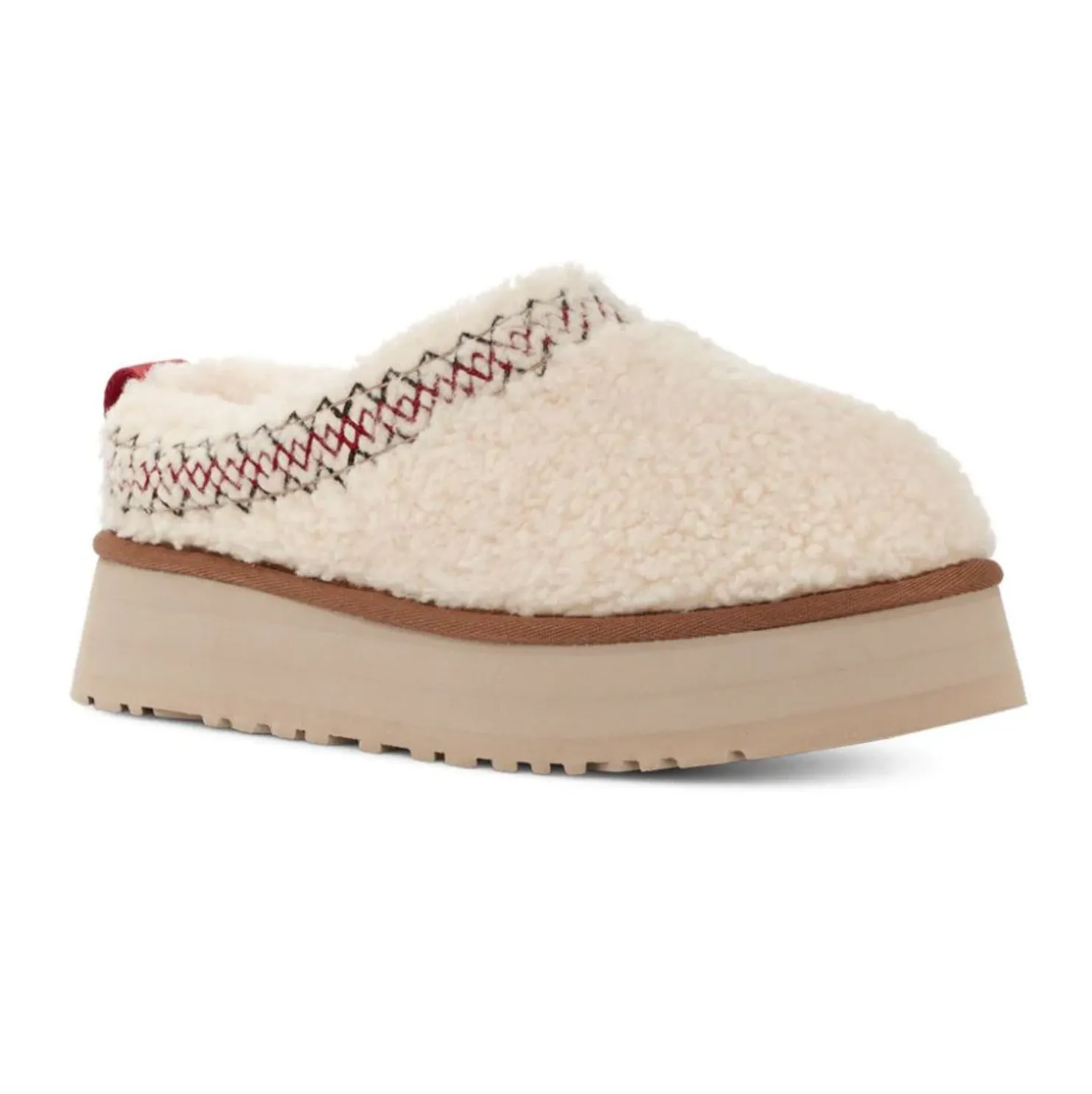 TAZZ BRAIDED SHEEPSKIN PLATFORM SLIPPERS - BEIGE