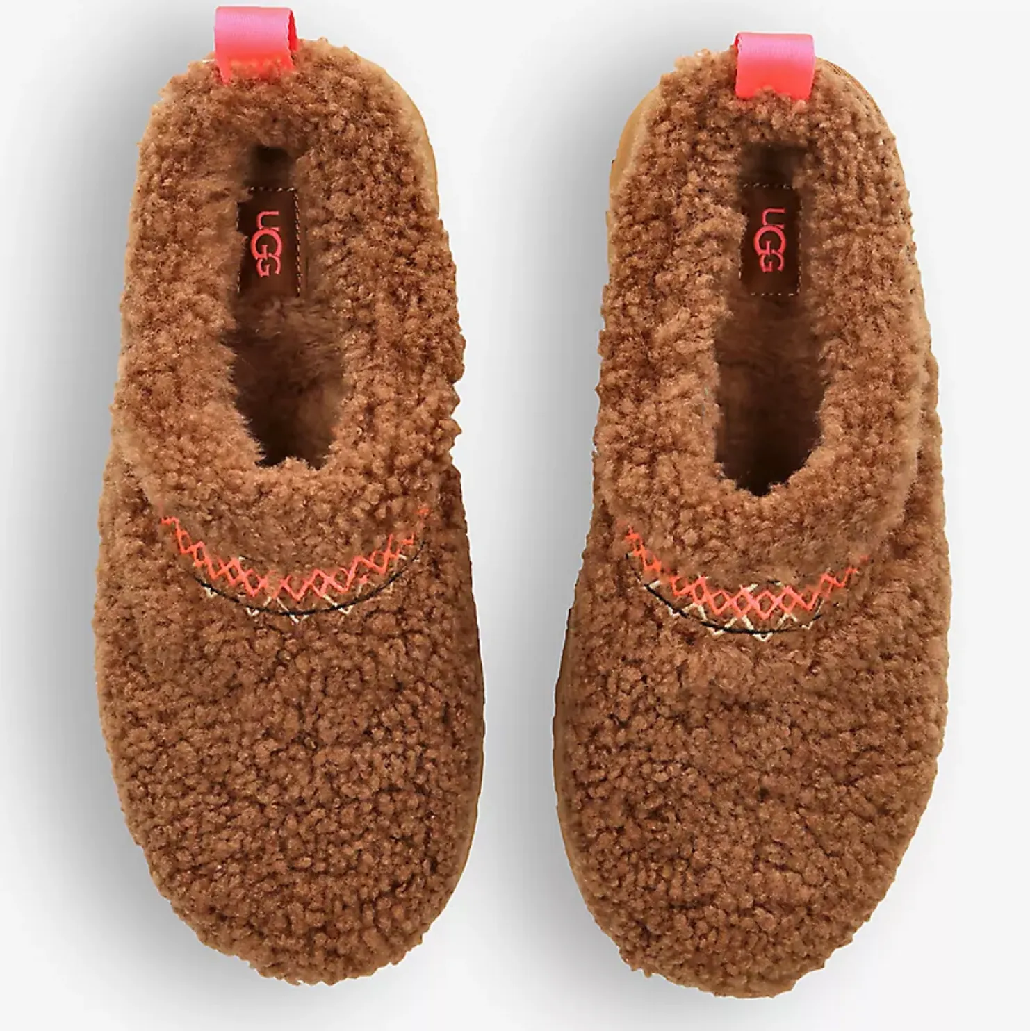 TAZZ BRAIDED SHEEPSKIN PLATFORM SLIPPERS - BROWN