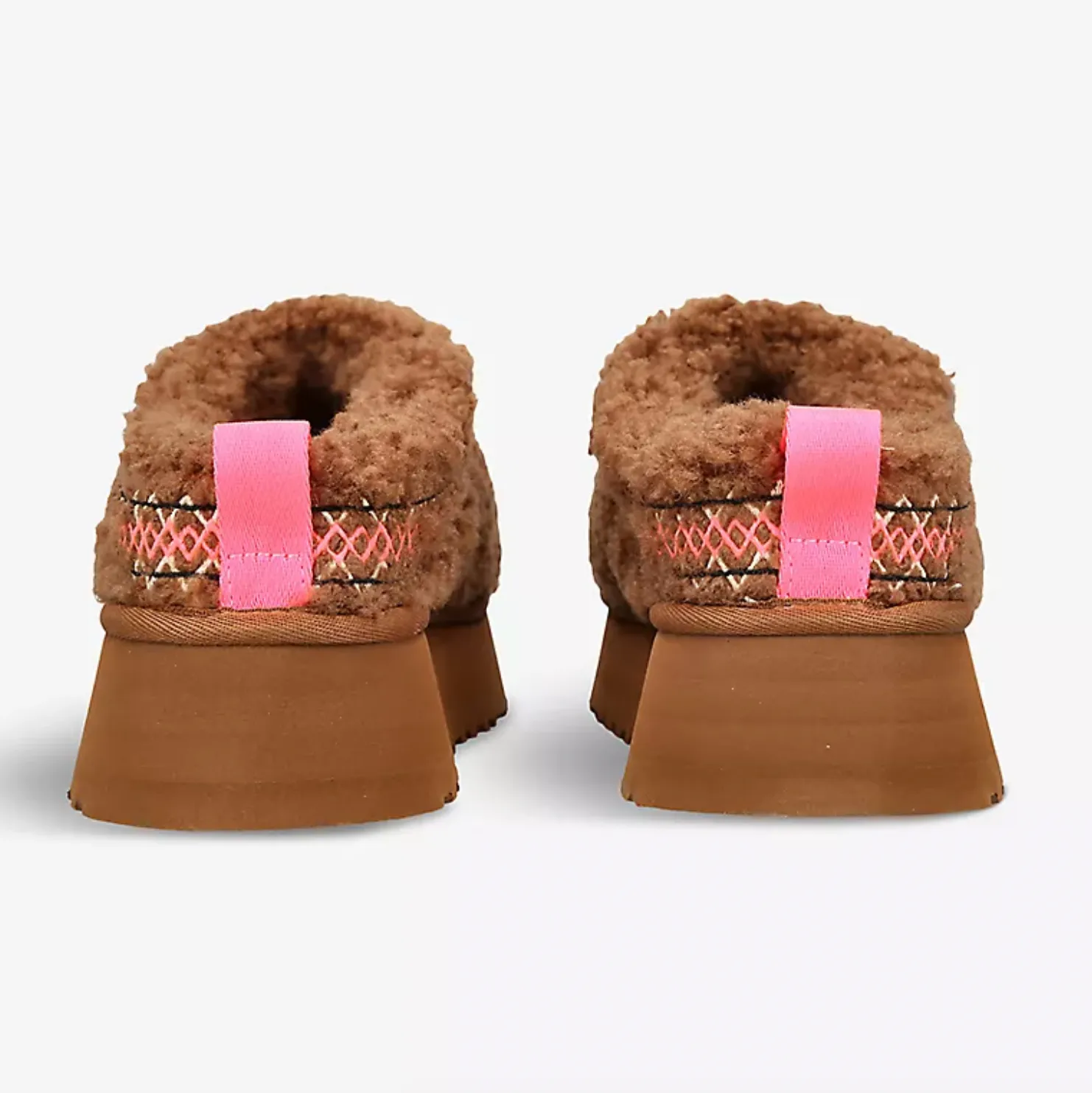 TAZZ BRAIDED SHEEPSKIN PLATFORM SLIPPERS - BROWN