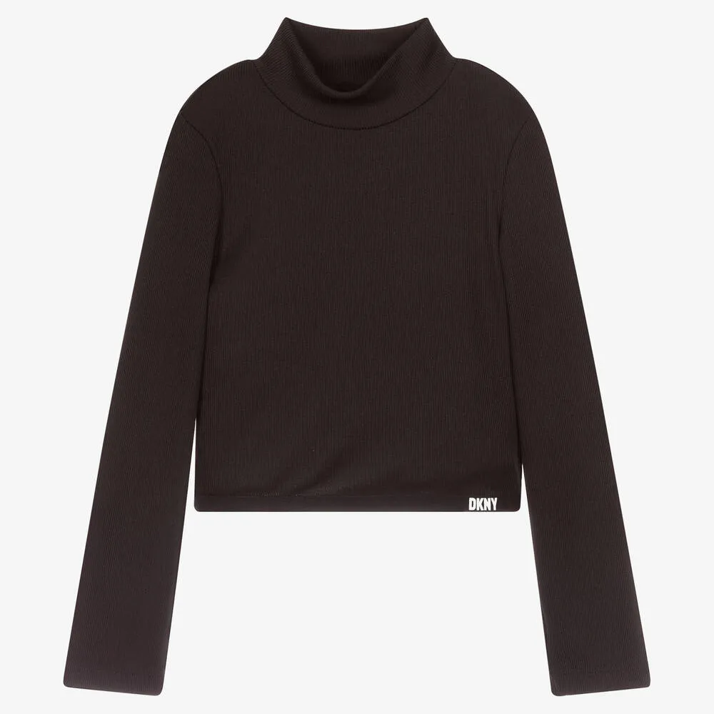 Teen Black Logo Turtleneck